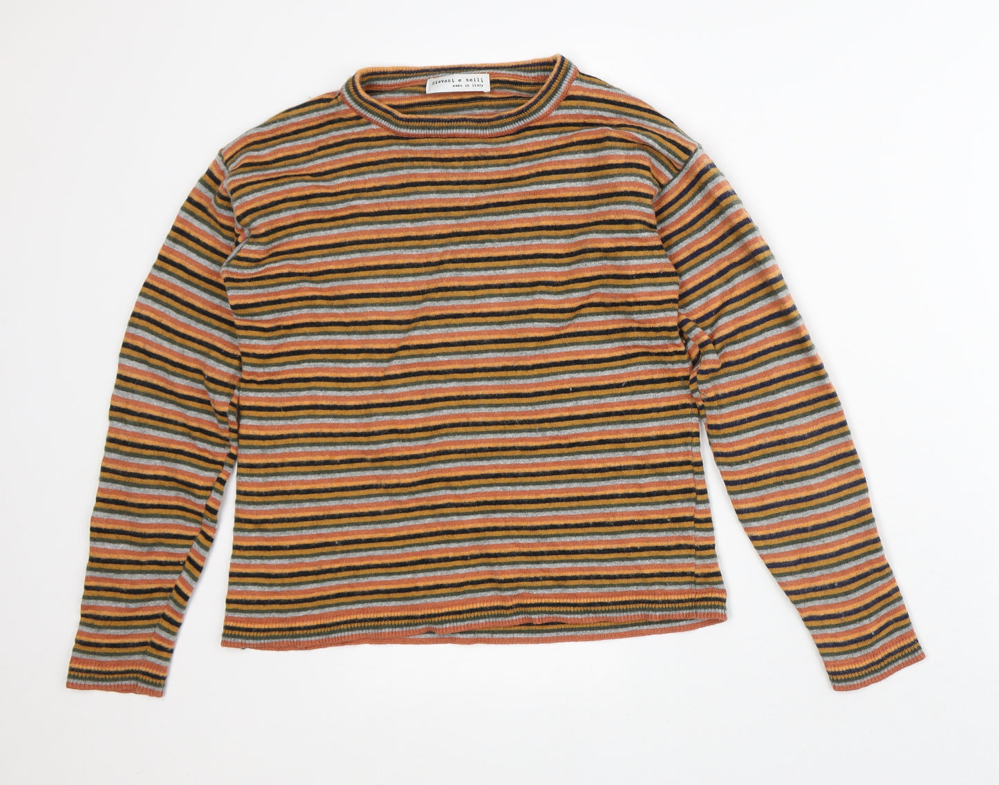 Giovani e belli Womens Orange Striped Polyamide Pullover Sweatshirt Size S