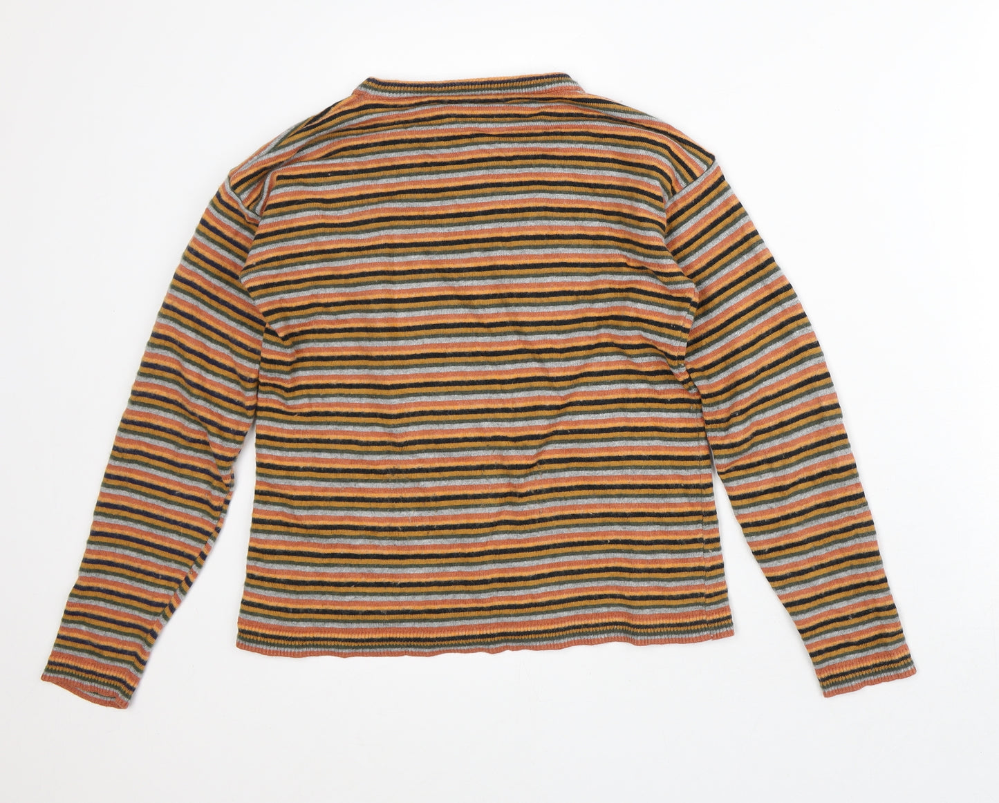 Giovani e belli Womens Orange Striped Polyamide Pullover Sweatshirt Size S