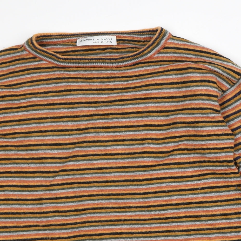 Giovani e belli Womens Orange Striped Polyamide Pullover Sweatshirt Size S
