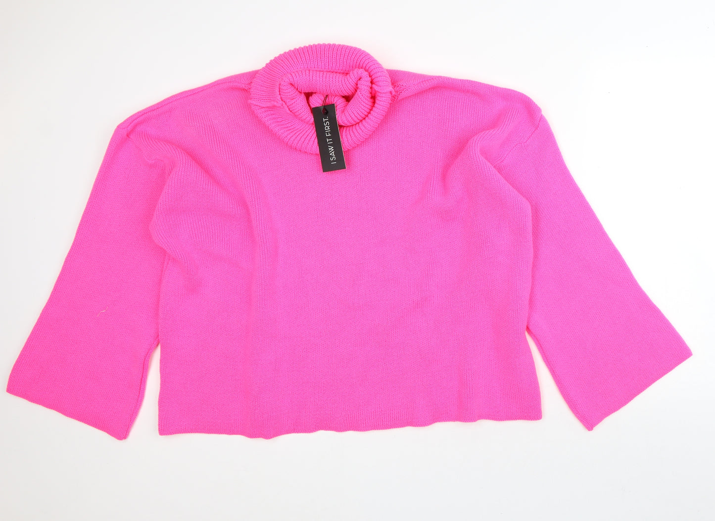 I SAW IT FIRST Womens Pink Roll Neck Acrylic Pullover Jumper Size M