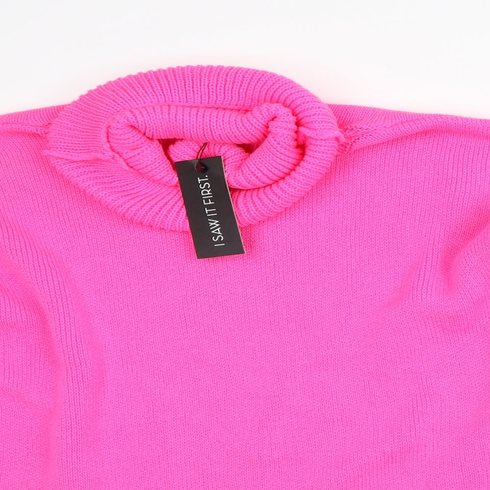 I SAW IT FIRST Womens Pink Roll Neck Acrylic Pullover Jumper Size M