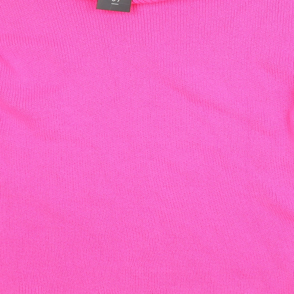 I SAW IT FIRST Womens Pink Roll Neck Acrylic Pullover Jumper Size M