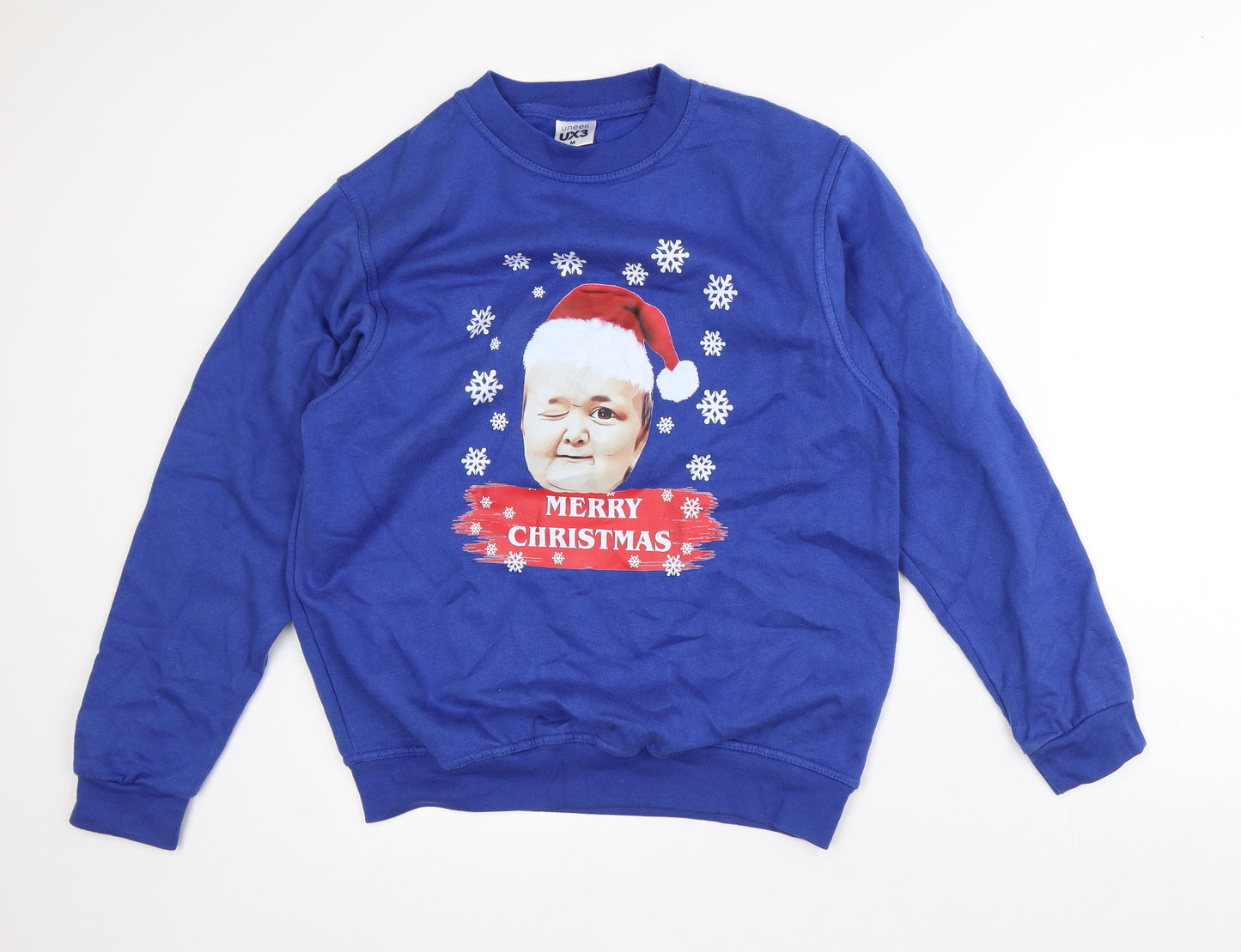 Uneek Mens Blue Polyester Pullover Sweatshirt Size M - Christmas