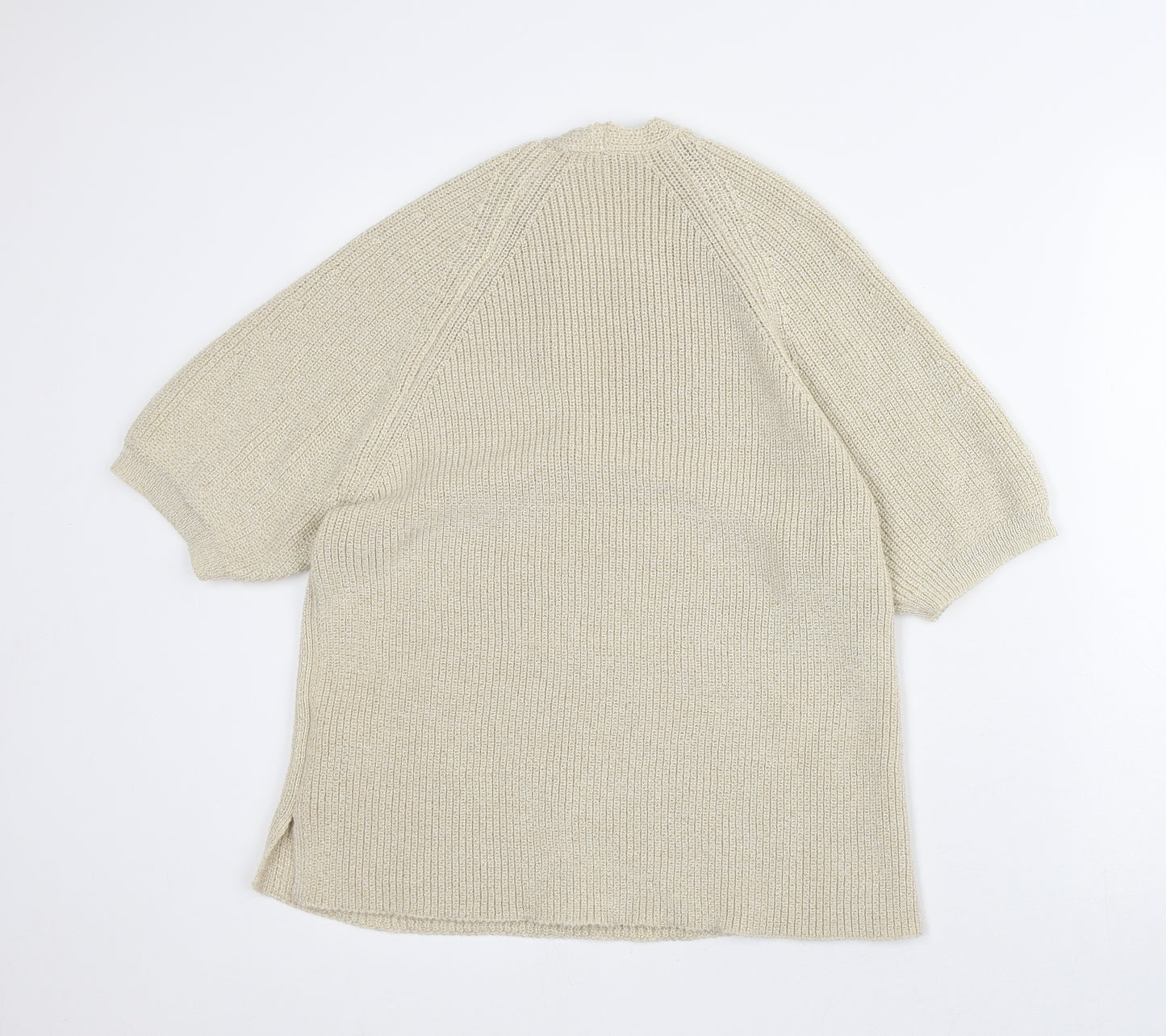 NEXT Womens Beige V-Neck Acrylic Pullover Jumper Size L