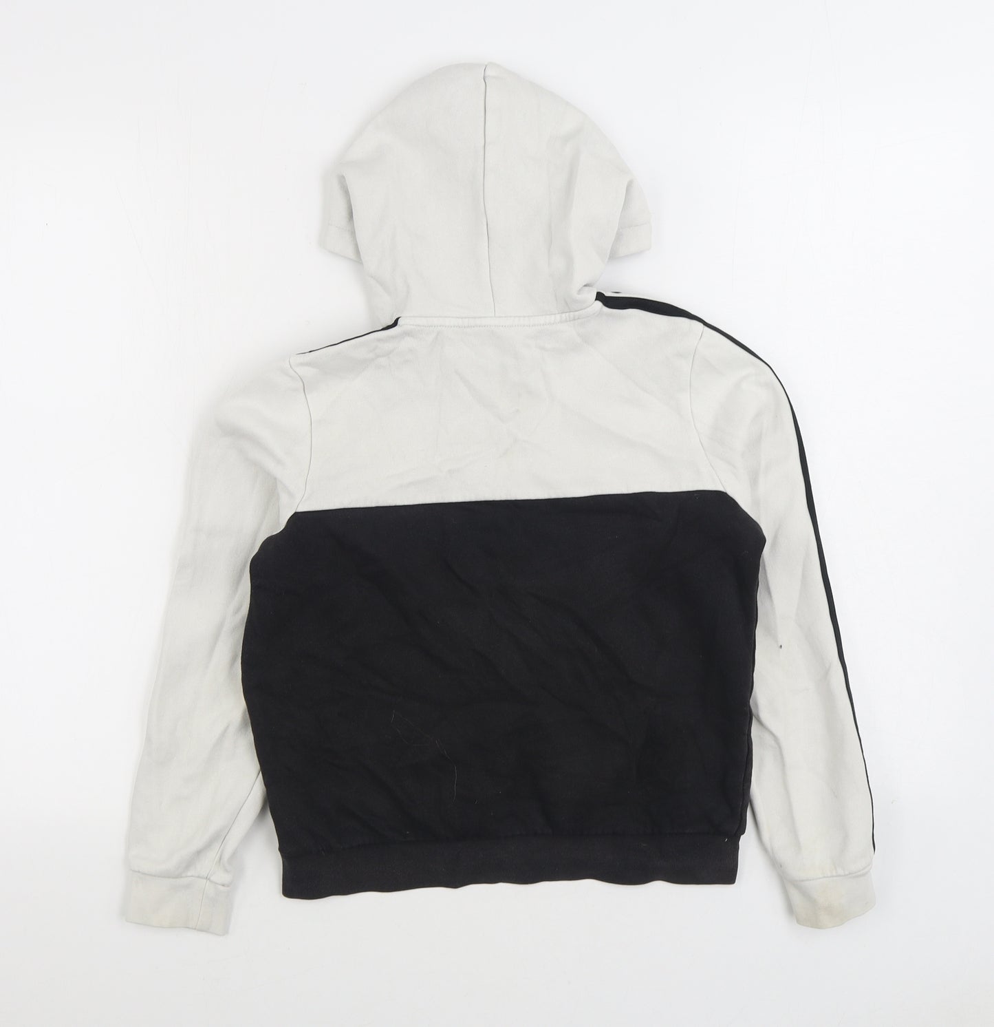 adidas Boys Black Cotton Pullover Hoodie Size 11-12 Years Pullover