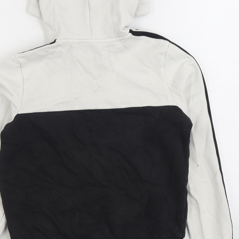 adidas Boys Black Cotton Pullover Hoodie Size 11-12 Years Pullover