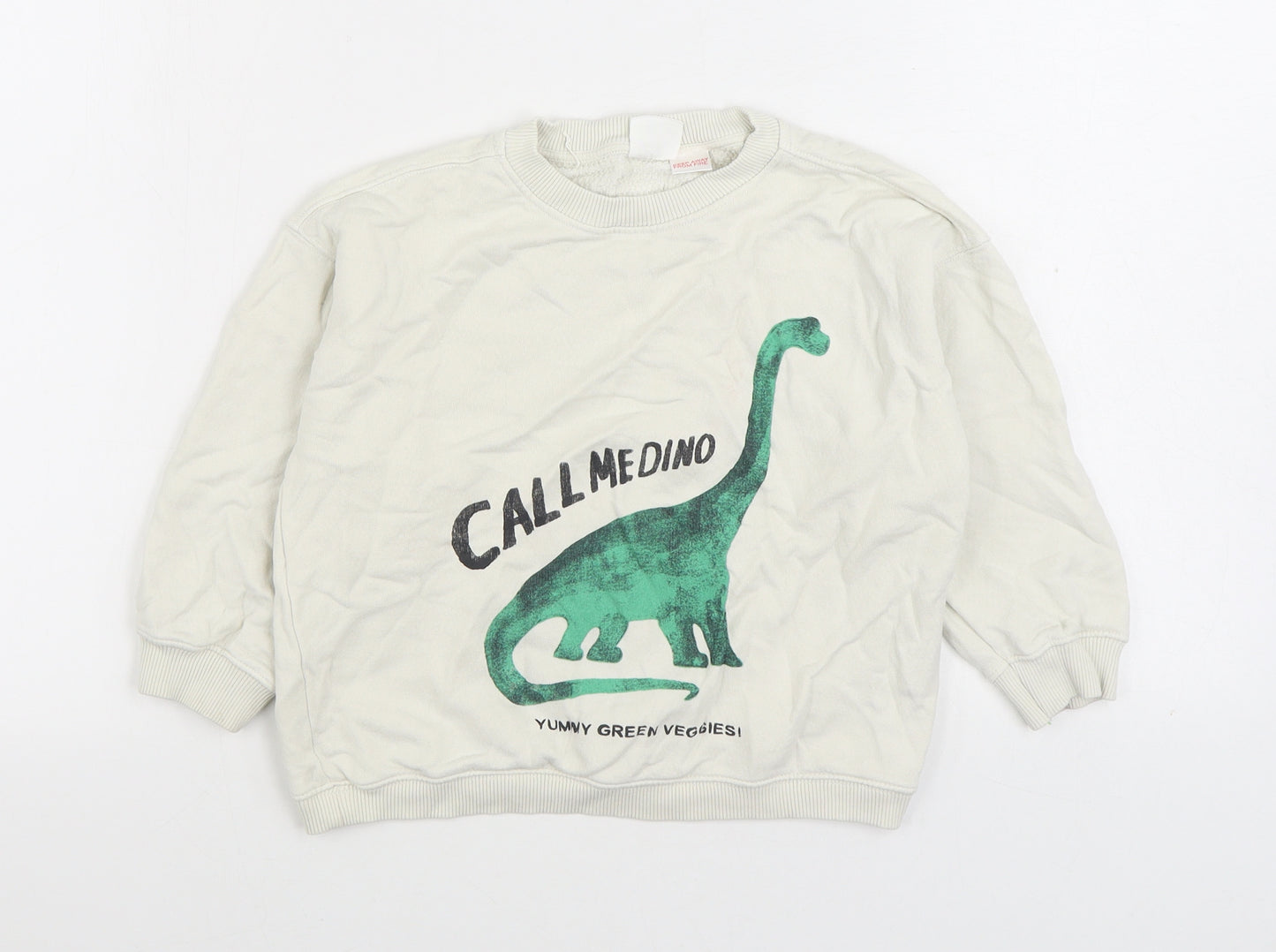 Zara Boys White Cotton Pullover Sweatshirt Size 3-4 Years Pullover