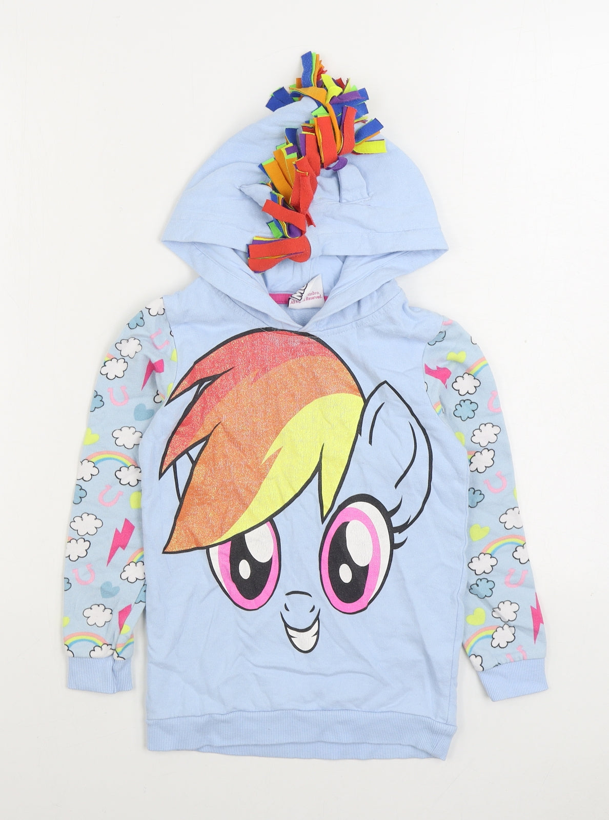 George Girls Blue Geometric Cotton Pullover Hoodie Size 6-7 Years Pullover - My Little Pony