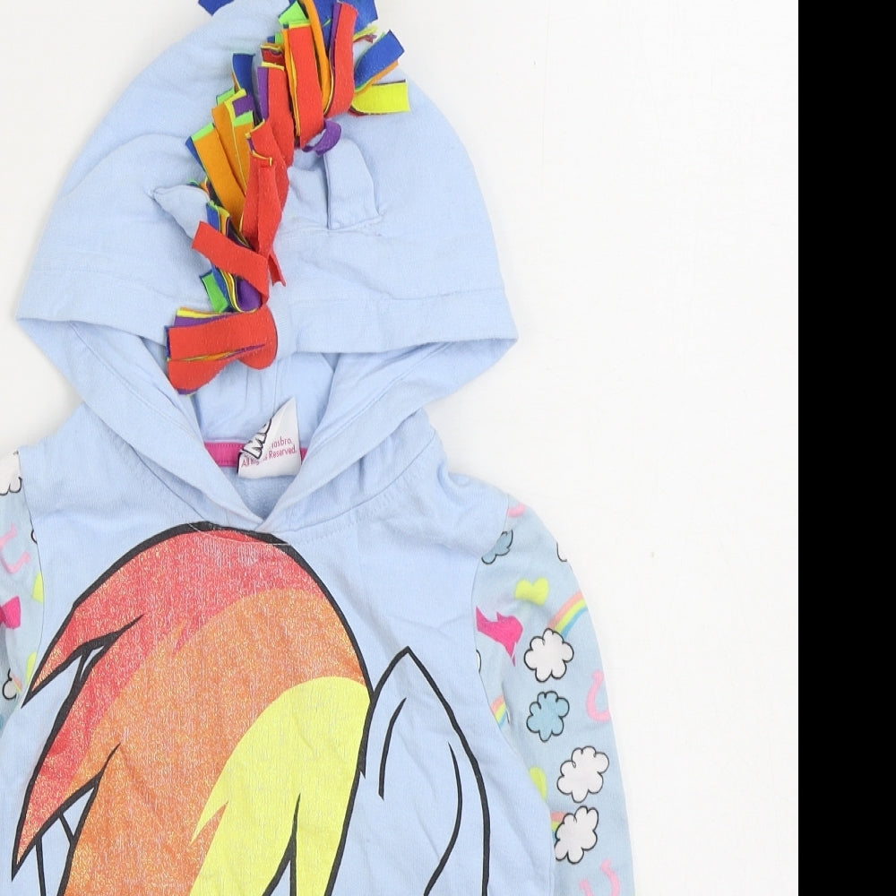George Girls Blue Geometric Cotton Pullover Hoodie Size 6-7 Years Pullover - My Little Pony