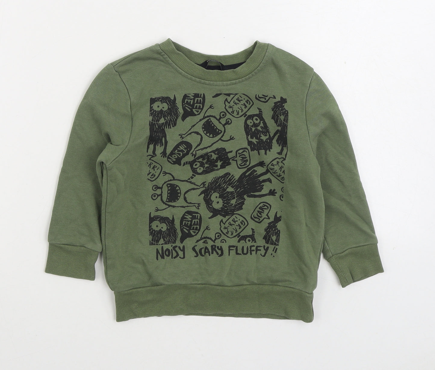 George Boys Green Cotton Pullover Jumper Size 18-24 Months Pullover