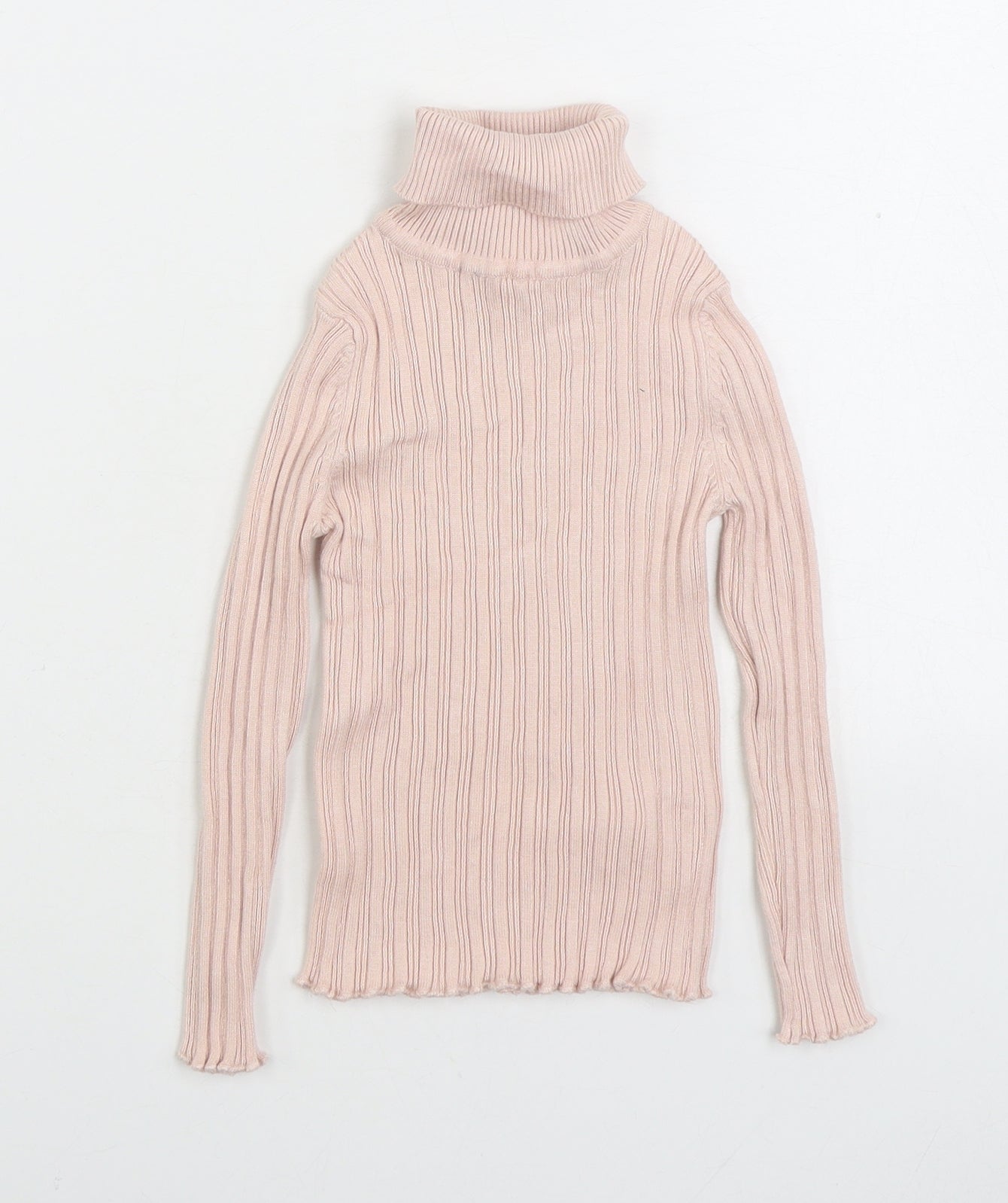 Primark Girls Pink Roll Neck Viscose Pullover Jumper Size 3-4 Years Pullover