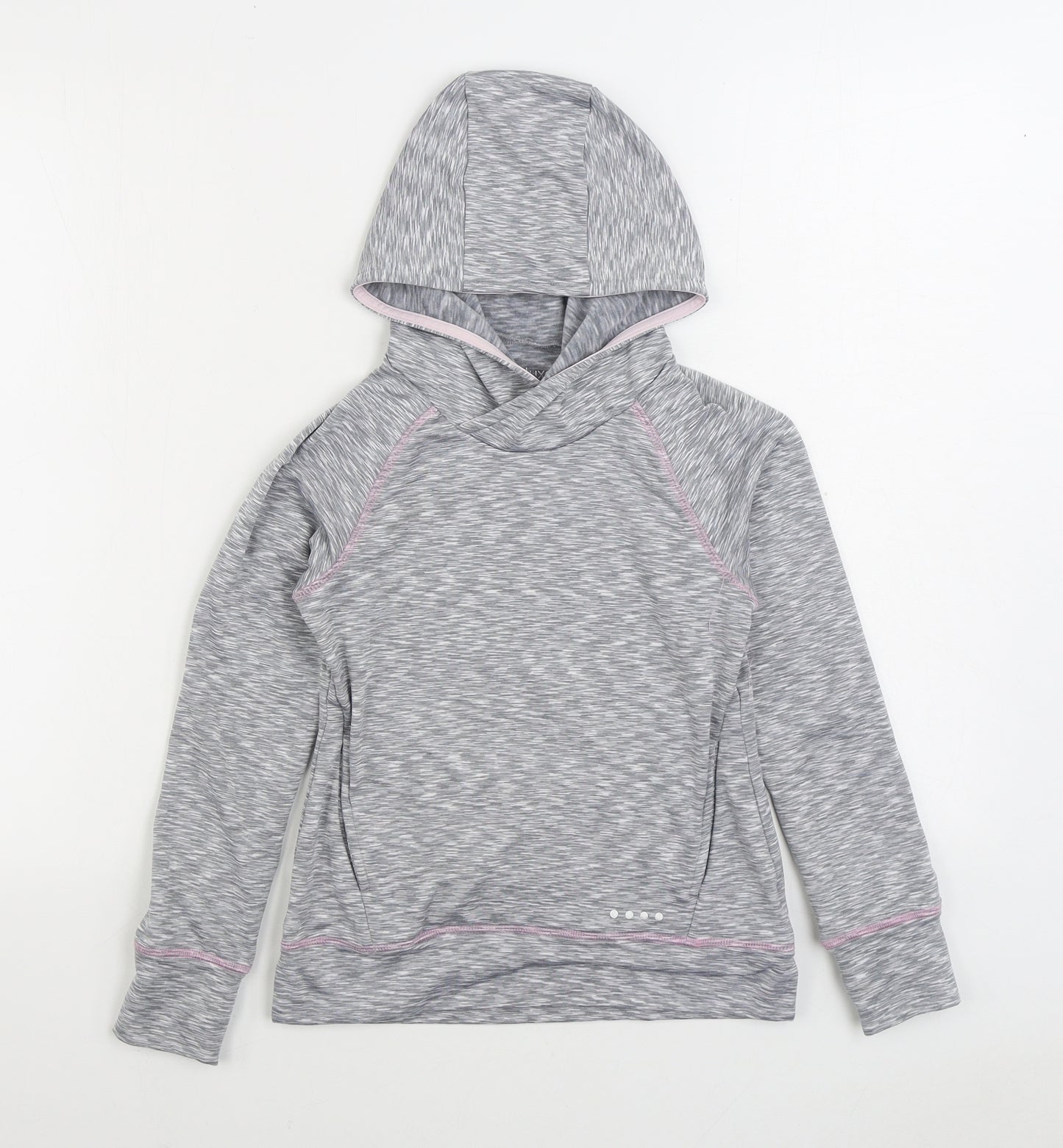 Matalan Girls Grey Polyester Pullover Hoodie Size 8-9 Years Pullover