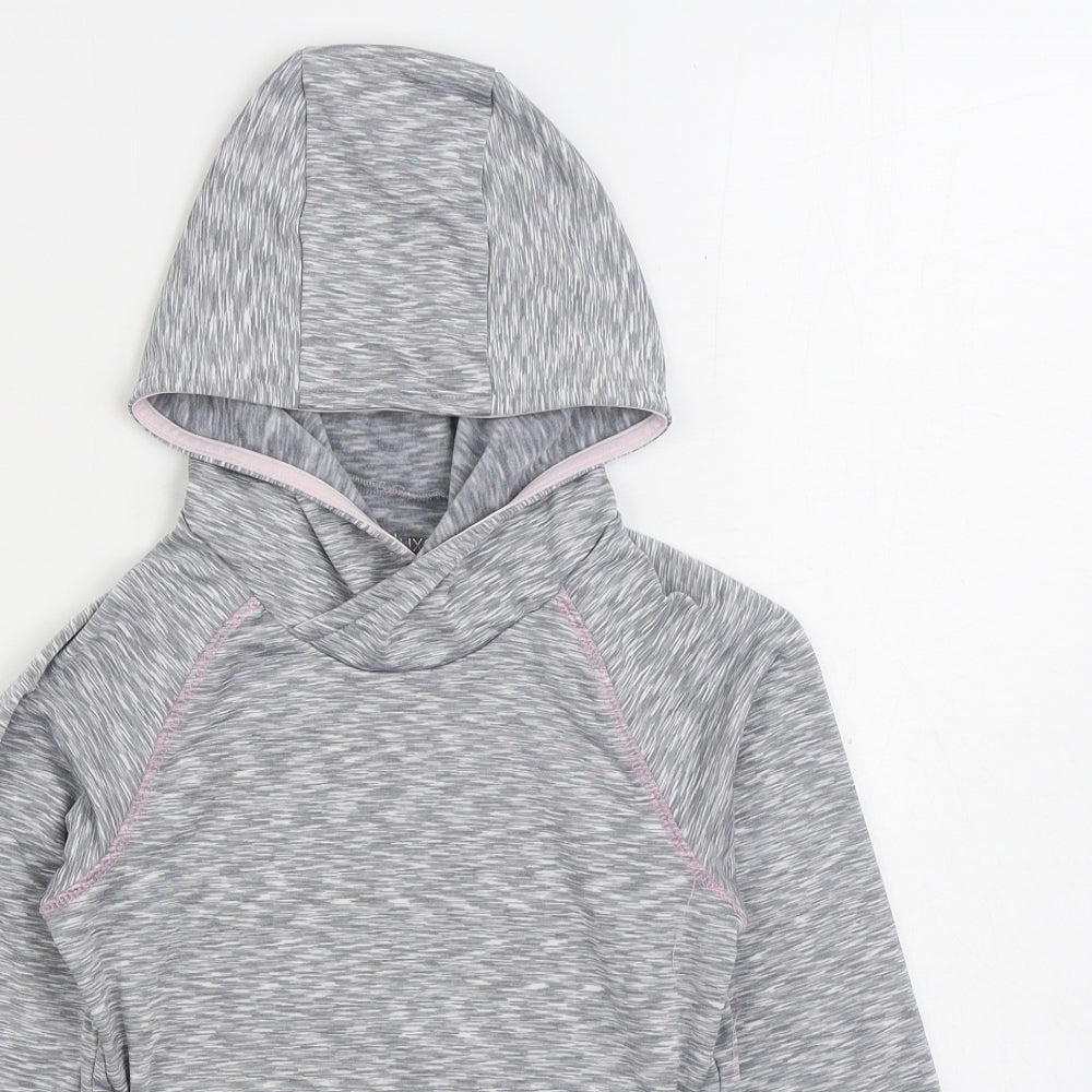 Matalan Girls Grey Polyester Pullover Hoodie Size 8-9 Years Pullover