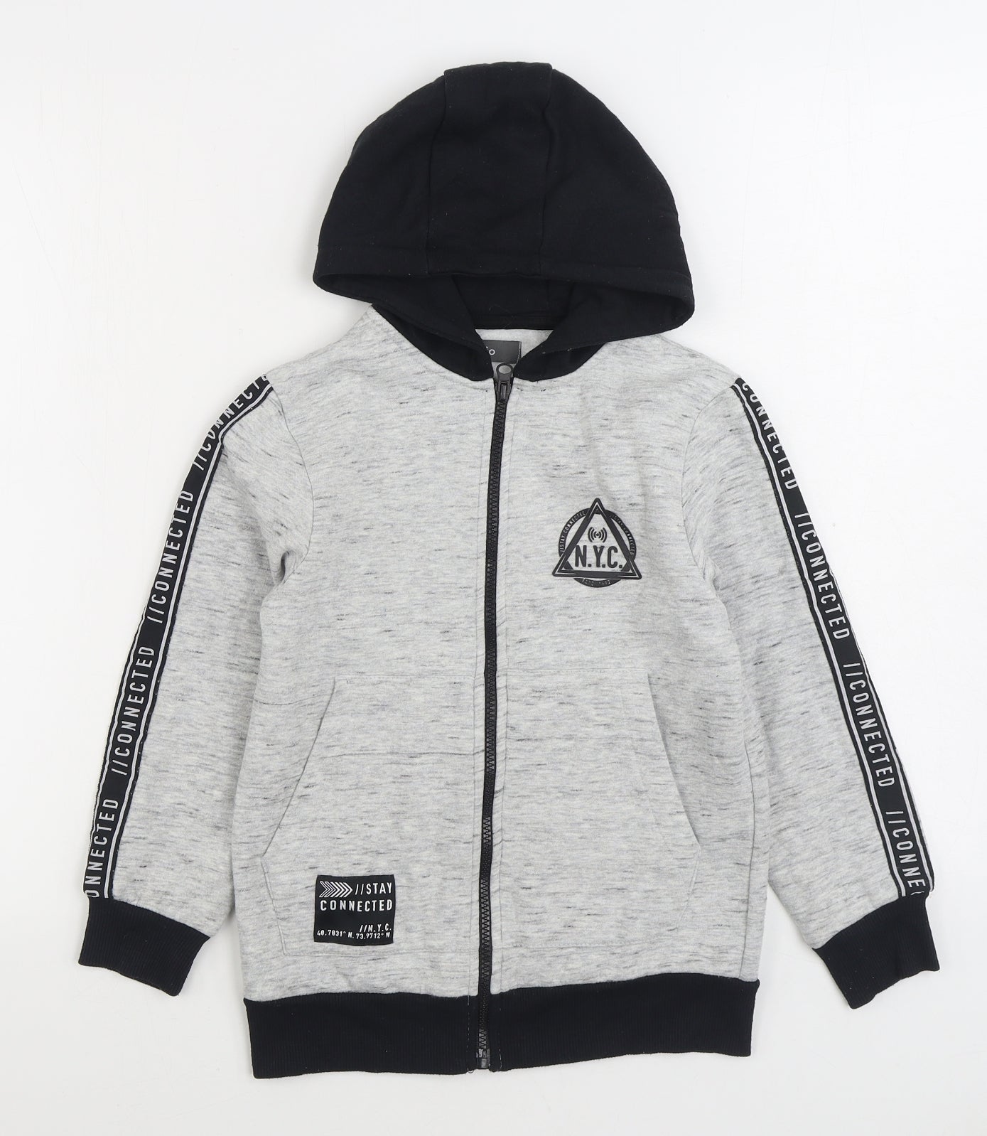 Studio Boys Grey Cotton Full Zip Hoodie Size 8-9 Years Zip