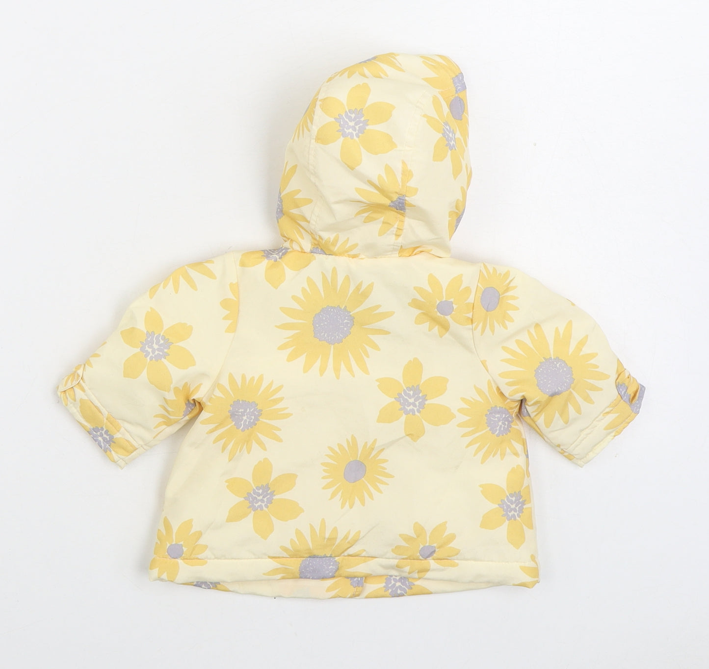 George Girls Yellow Floral Rain Coat Coat Size 0-3 Months Button