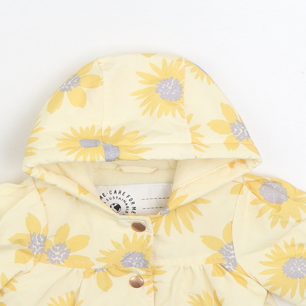 George Girls Yellow Floral Rain Coat Coat Size 0-3 Months Button