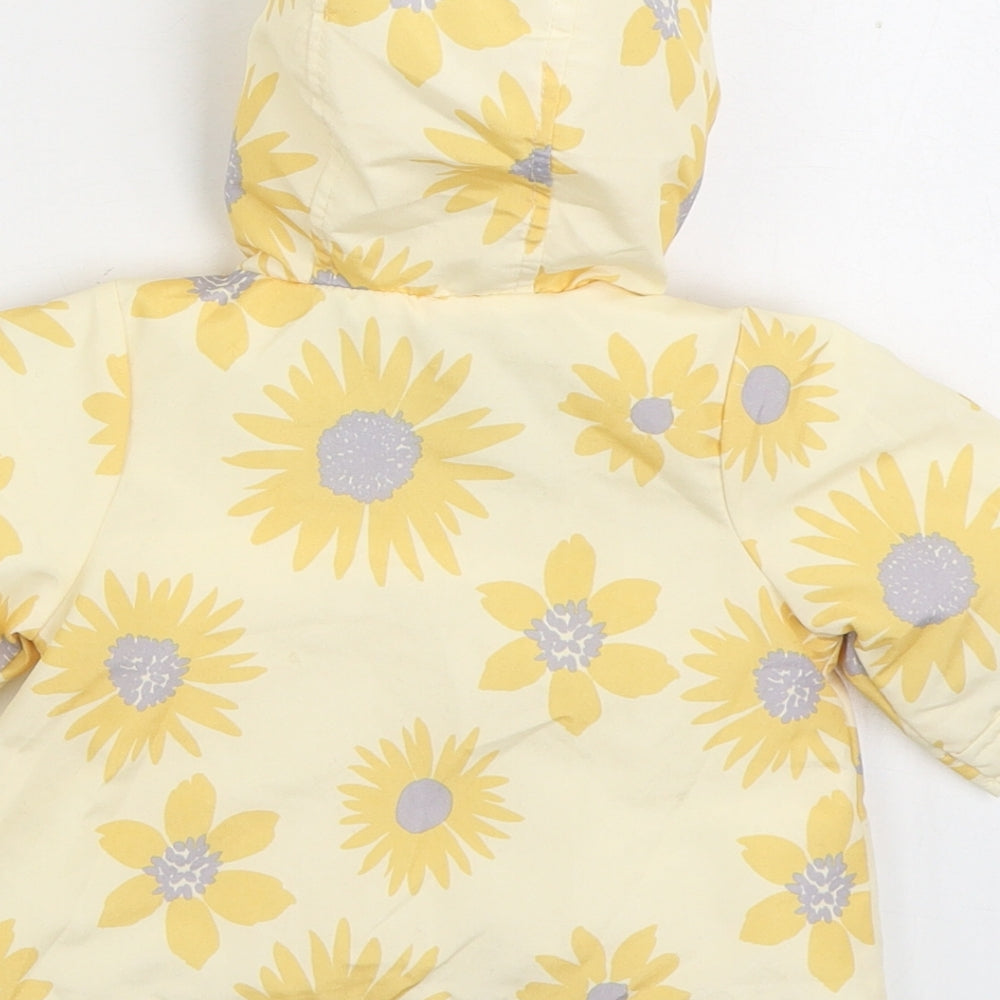 George Girls Yellow Floral Rain Coat Coat Size 0-3 Months Button