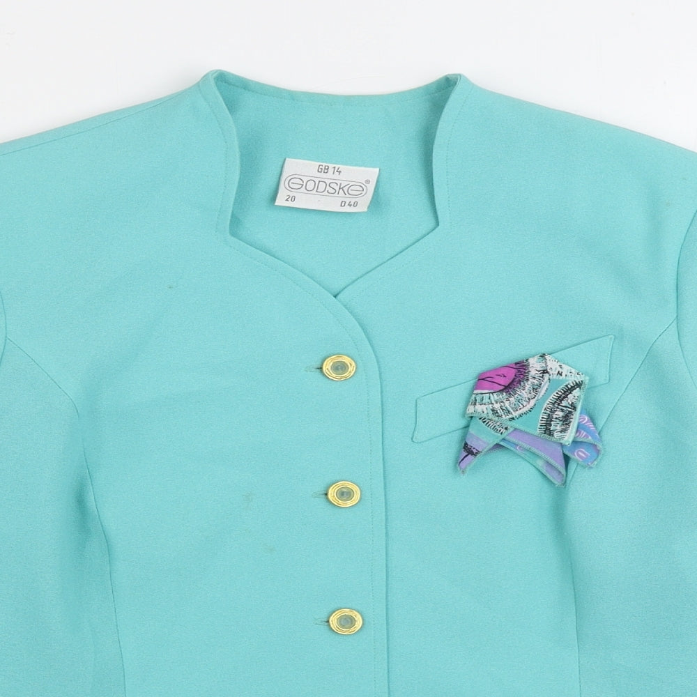 Godske Womens Blue Jacket Blazer Size 14 Button