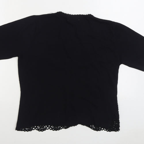 Affections Womens Black V-Neck Viscose Cardigan Jumper Size L