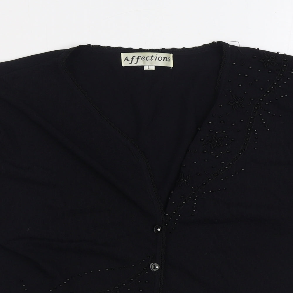 Affections Womens Black V-Neck Viscose Cardigan Jumper Size L