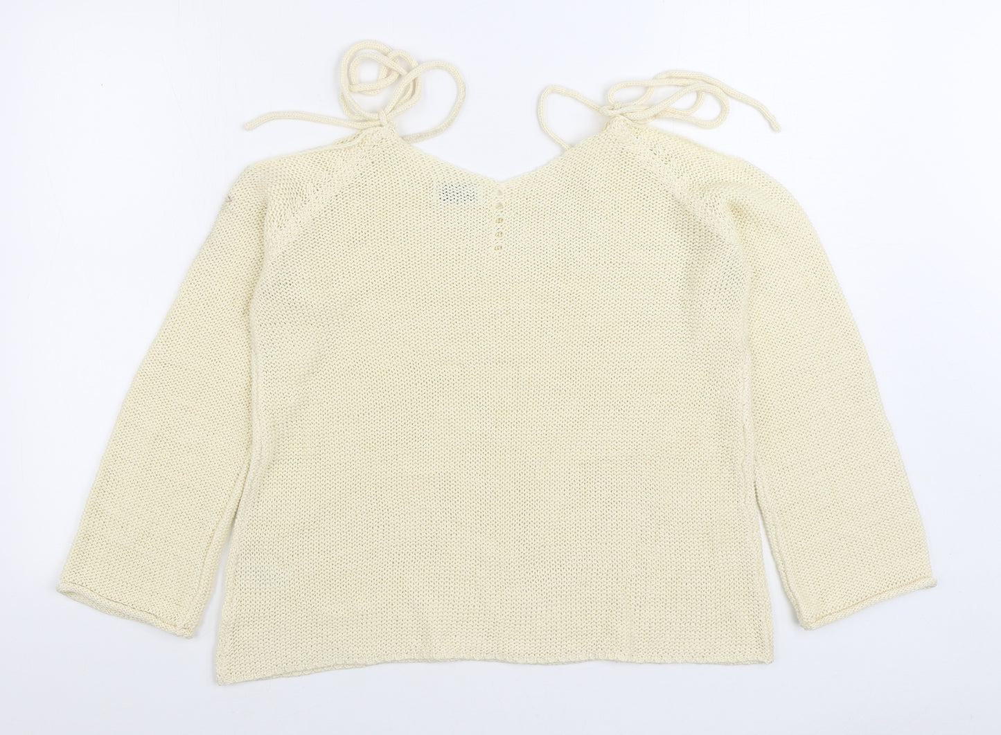 Matalan Womens White Boat Neck Acrylic Pullover Jumper Size M