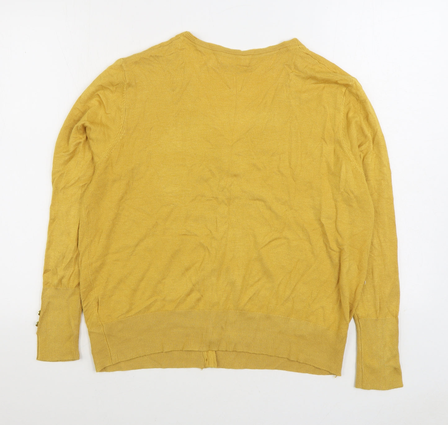 Primark Womens Yellow V-Neck Acrylic Cardigan Jumper Size XL