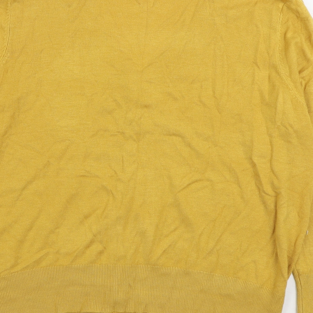 Primark Womens Yellow V-Neck Acrylic Cardigan Jumper Size XL