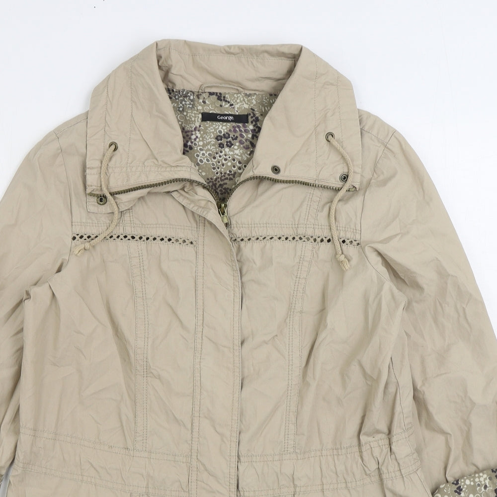 George Womens Beige Rain Coat Coat Size 10 Zip