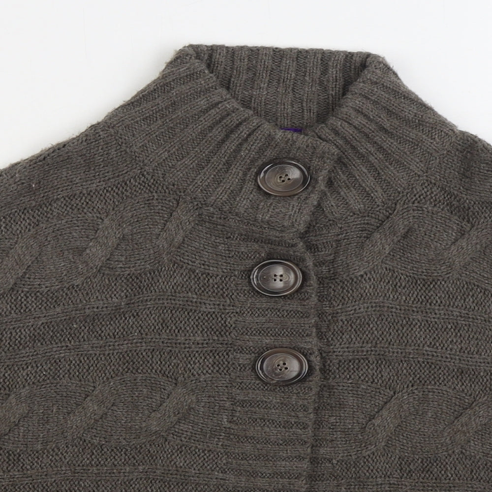 Marks and Spencer Girls Brown Jacket Poncho Size 13-14 Years Button