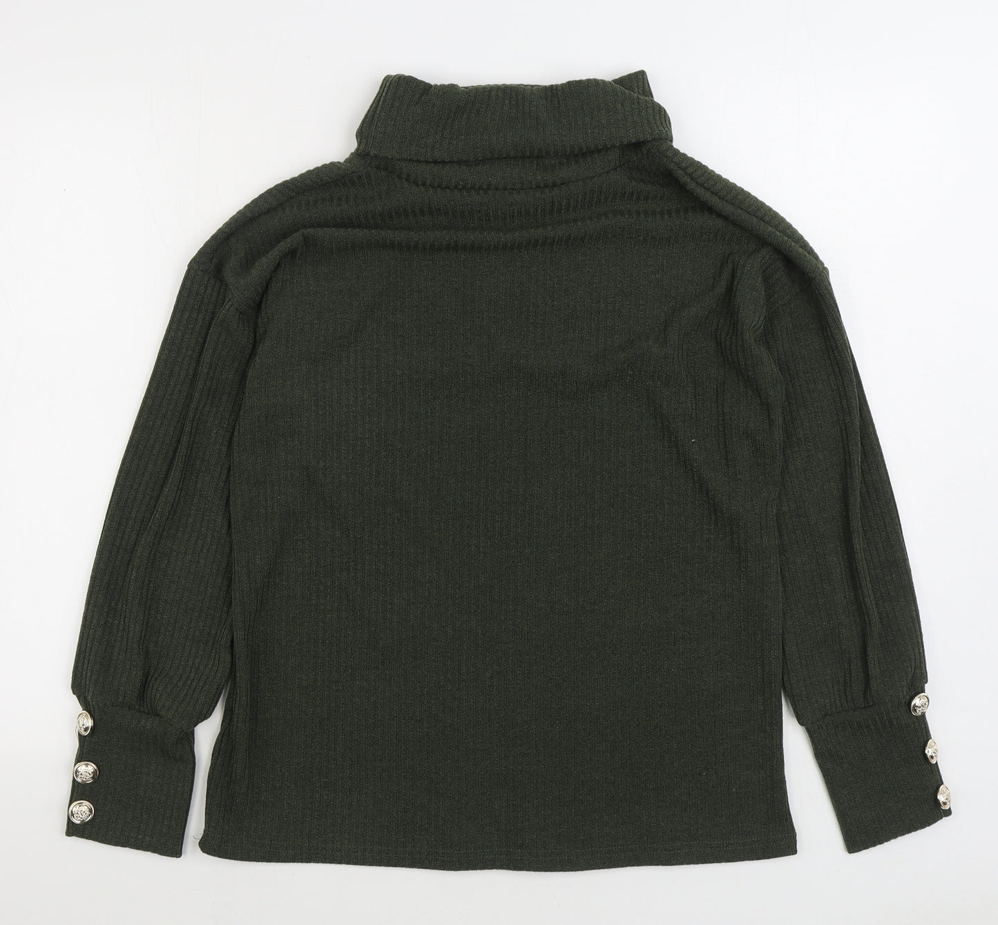 Preworn Womens Green Roll Neck Cotton Pullover Jumper Size M