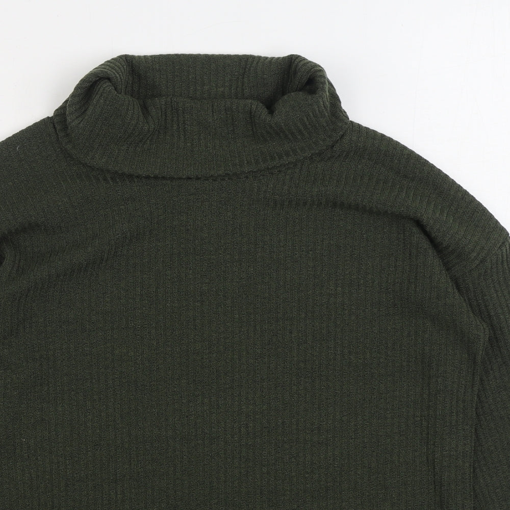 Preworn Womens Green Roll Neck Cotton Pullover Jumper Size M