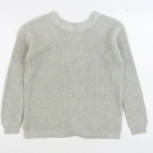 Primark Womens Grey V-Neck Acrylic Pullover Jumper Size M