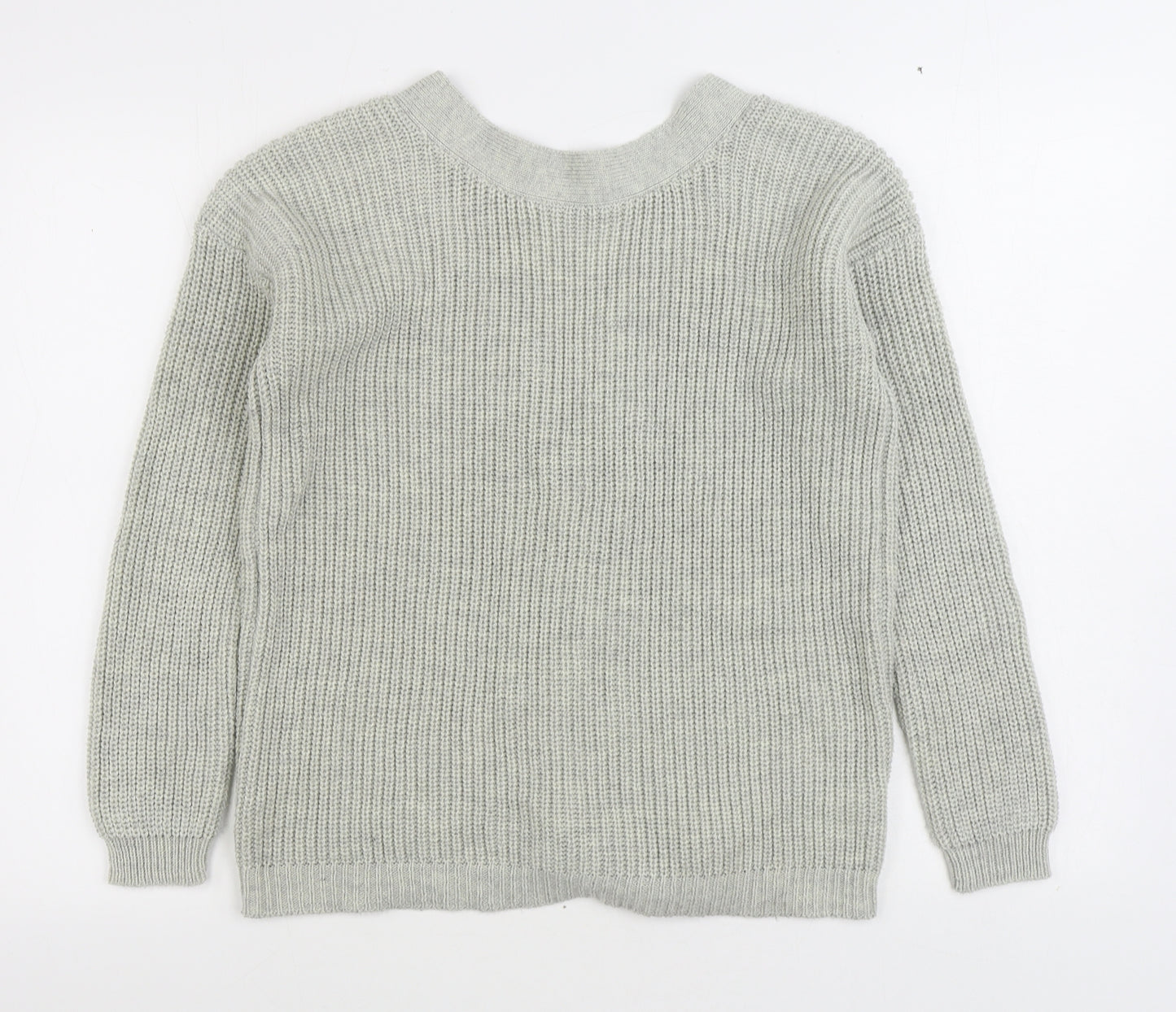 Primark Womens Grey V-Neck Acrylic Pullover Jumper Size M