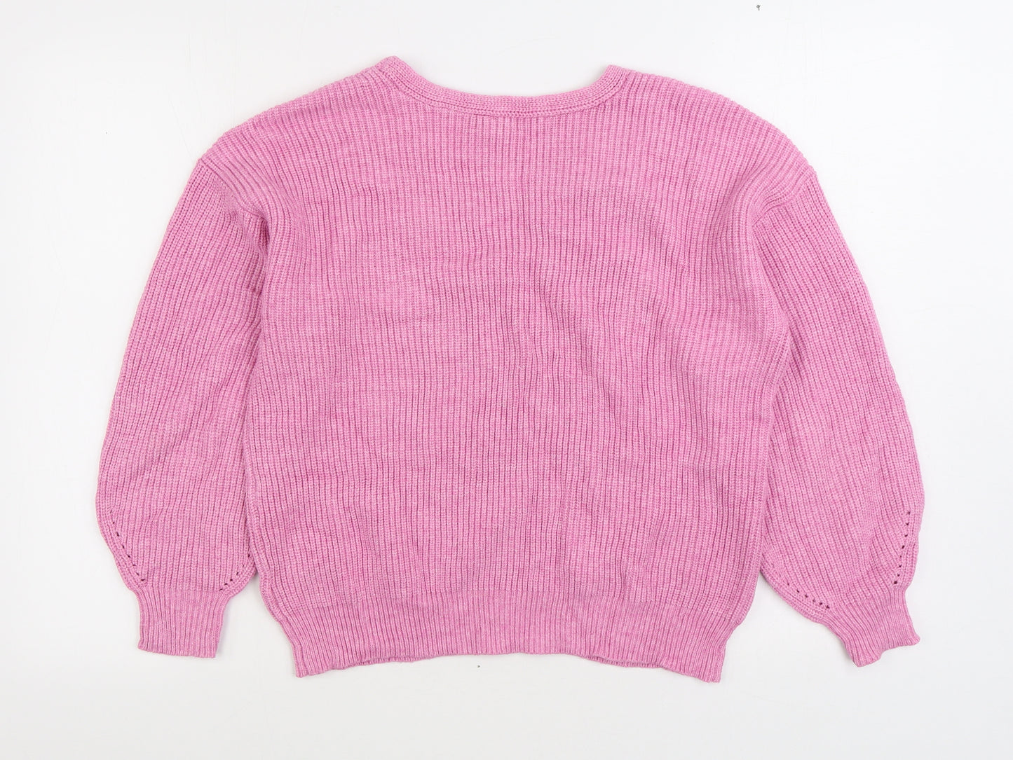 NEXT Womens Pink V-Neck Viscose Pullover Jumper Size M