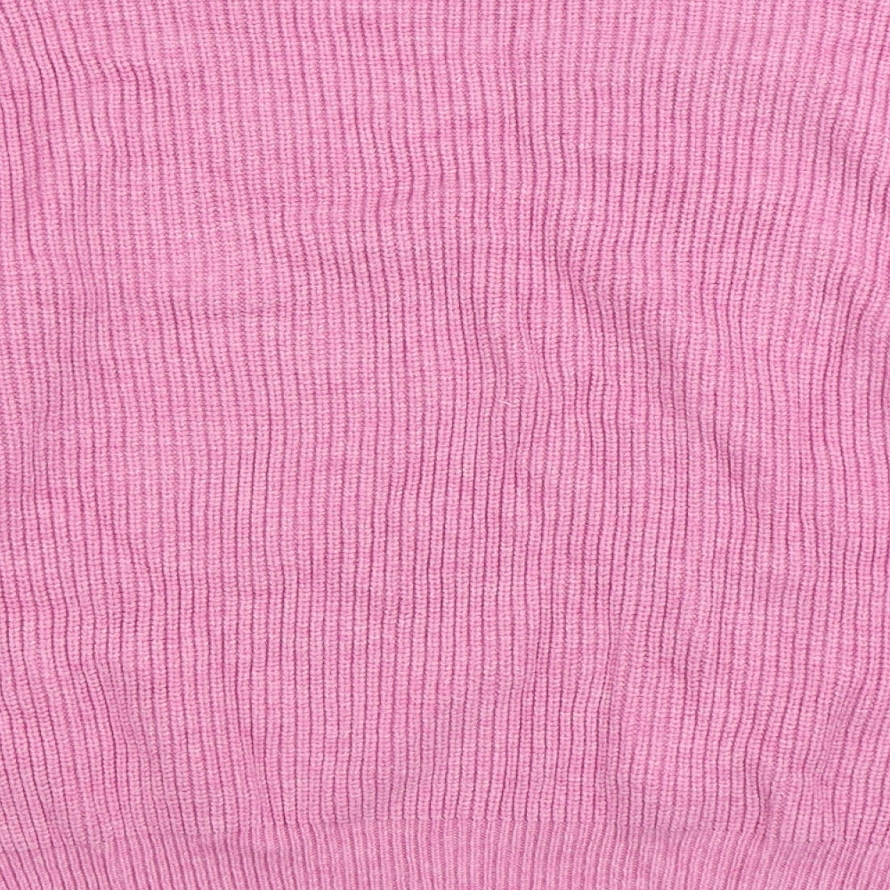 NEXT Womens Pink V-Neck Viscose Pullover Jumper Size M
