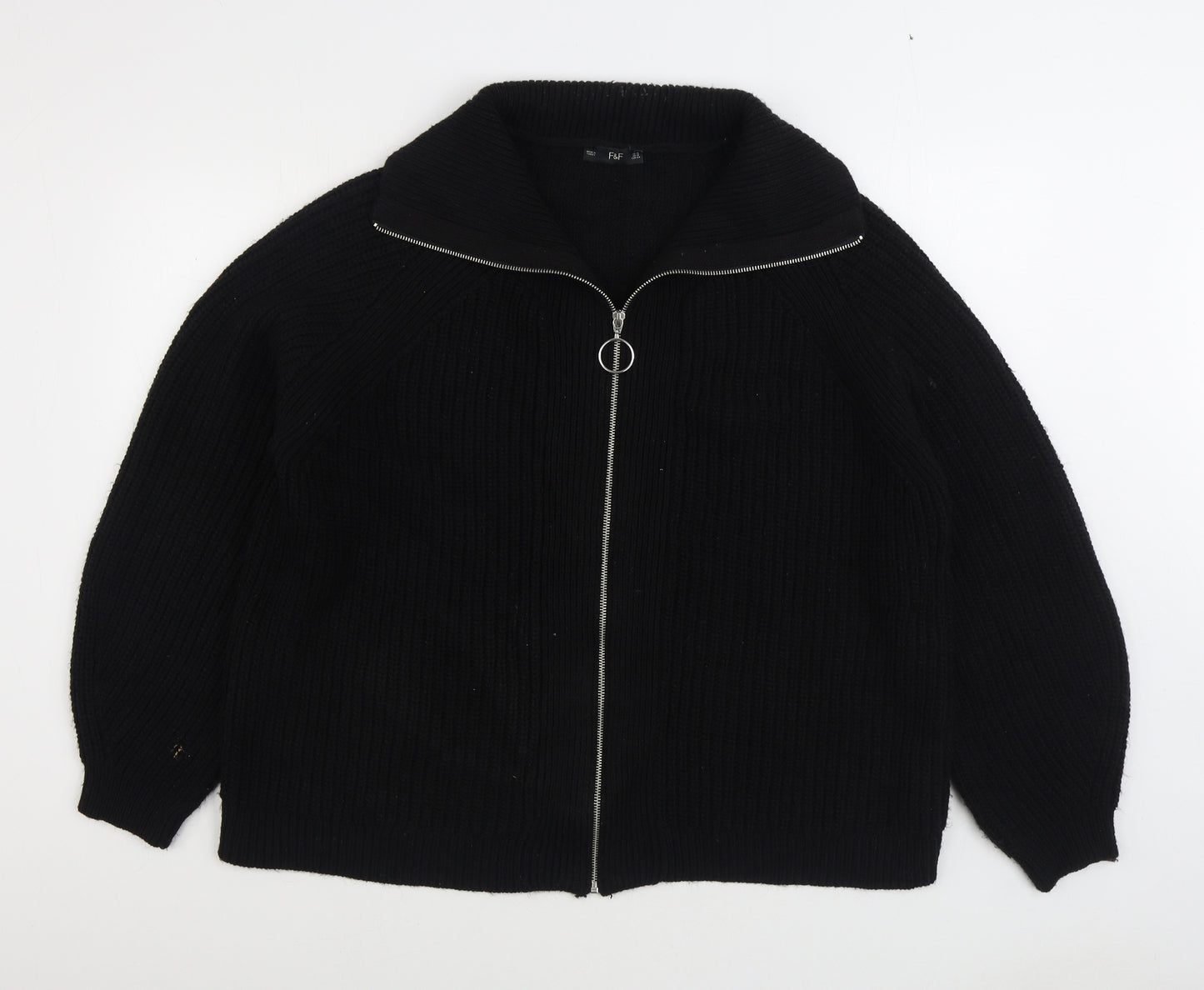 F&F Womens Black Jacket Coatigan Size 16 Zip