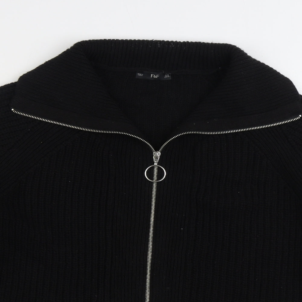 F&F Womens Black Jacket Coatigan Size 16 Zip