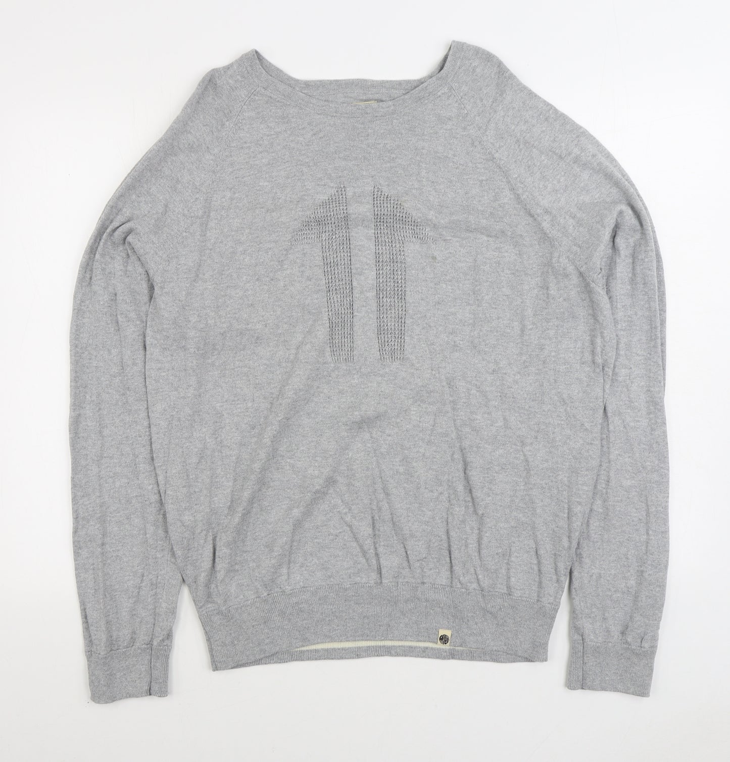 Pretty Green Mens Grey Round Neck Cotton Pullover Jumper Size XL