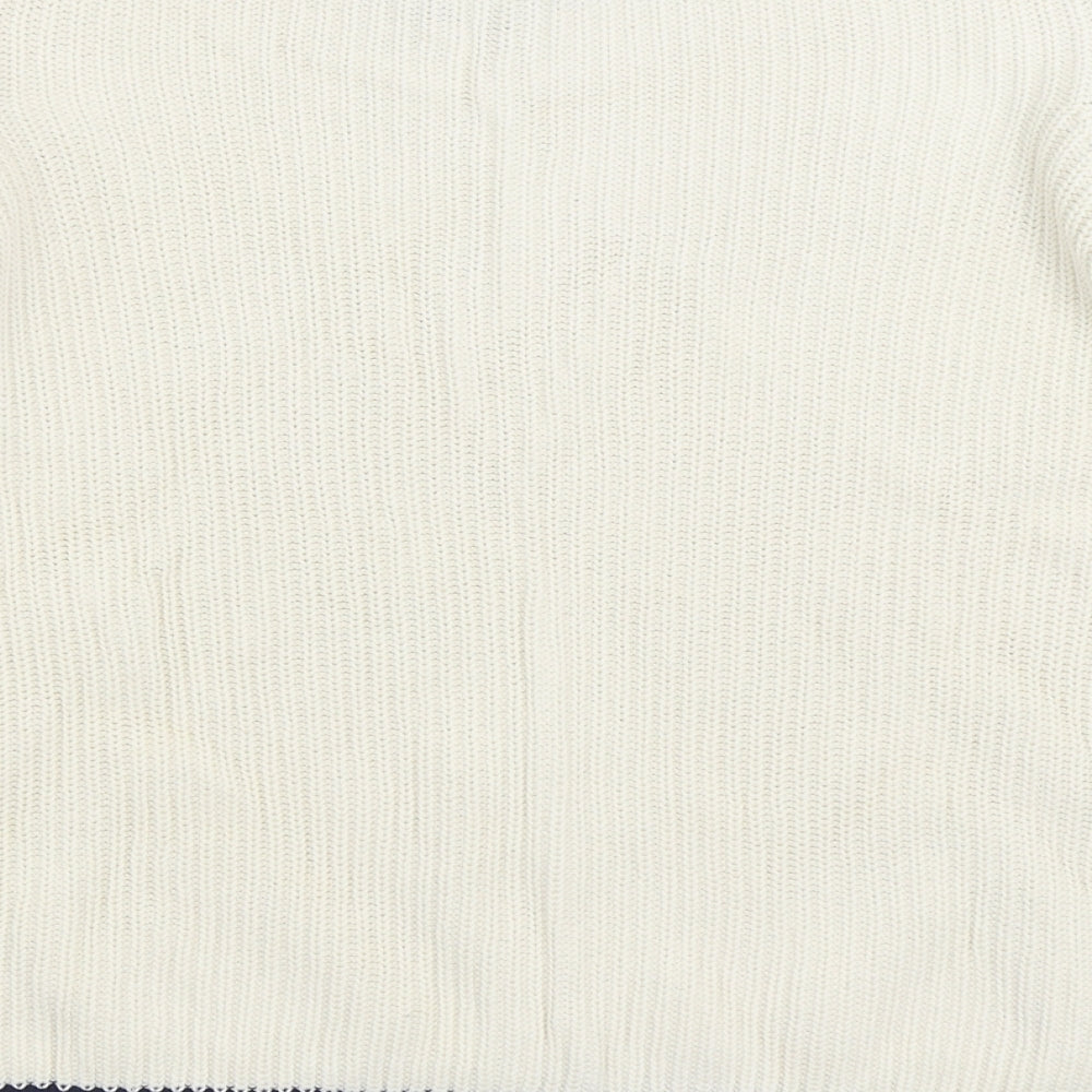TU Womens White Round Neck 100% Cotton Pullover Jumper Size 16