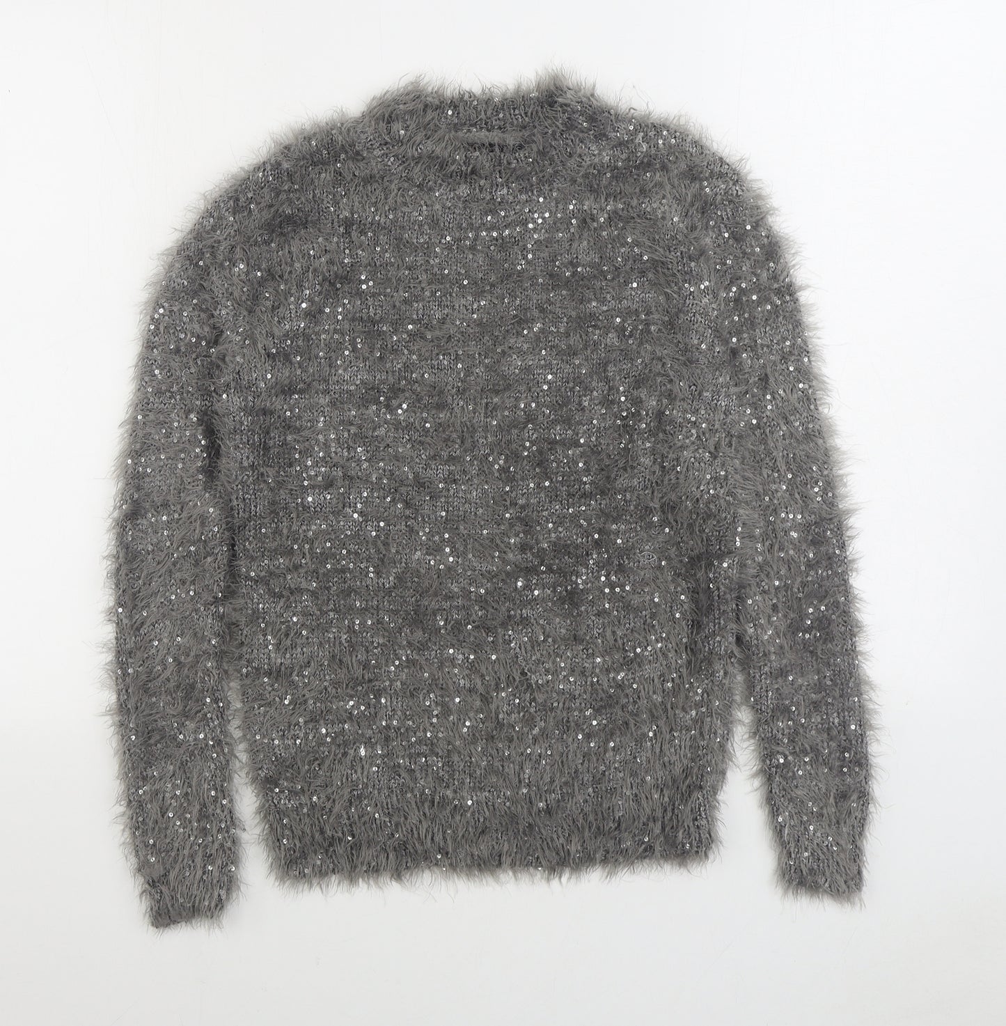 Primark Womens Grey Round Neck Polyester Pullover Jumper Size 8