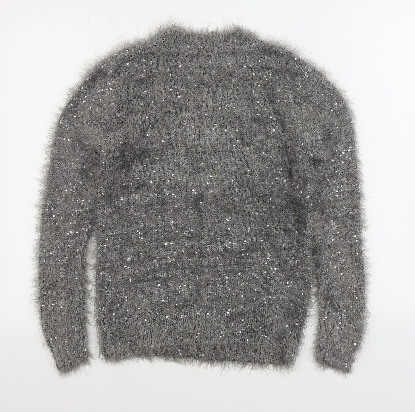 Primark Womens Grey Round Neck Polyester Pullover Jumper Size 8