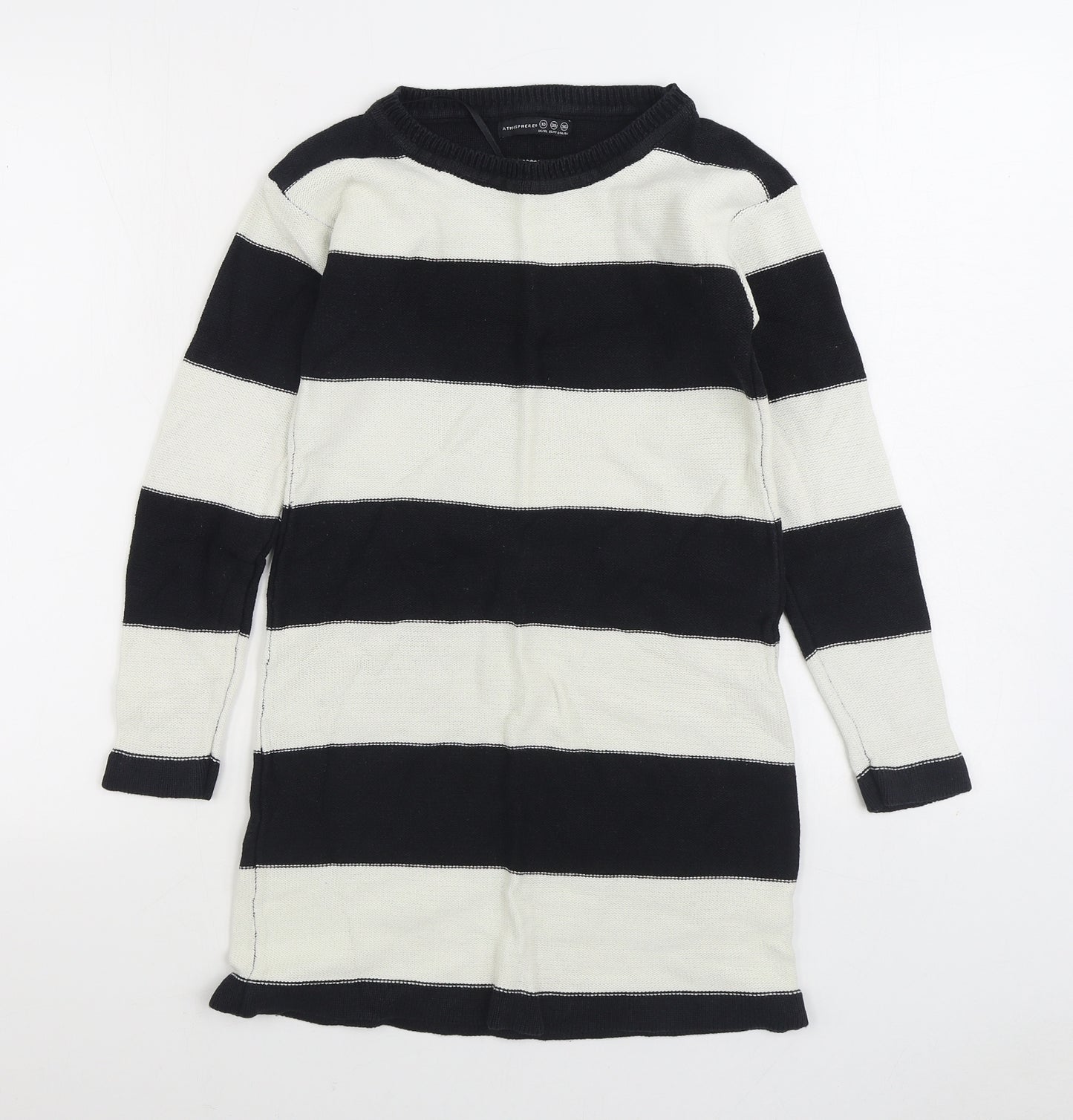 Atmosphere Womens Black Boat Neck Striped 100% Cotton Pullover Jumper Size 10