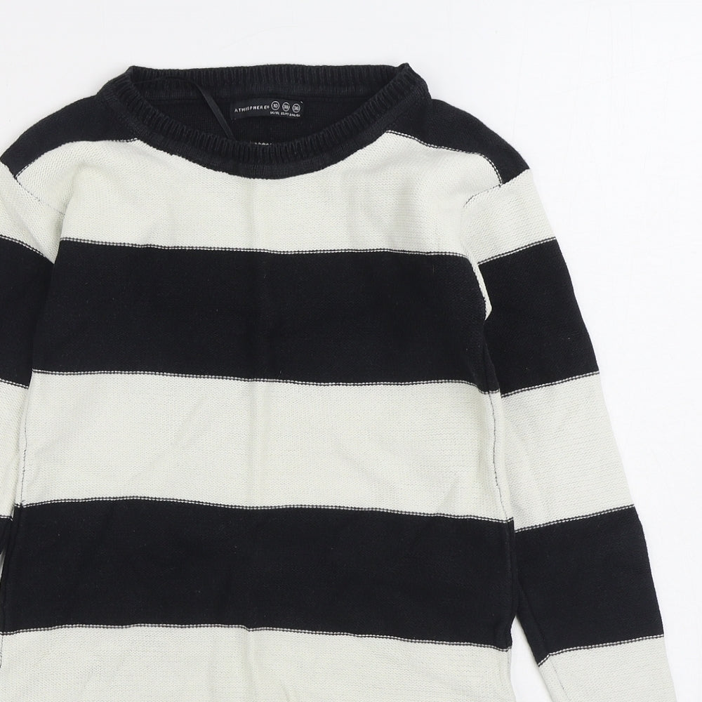 Atmosphere Womens Black Boat Neck Striped 100% Cotton Pullover Jumper Size 10