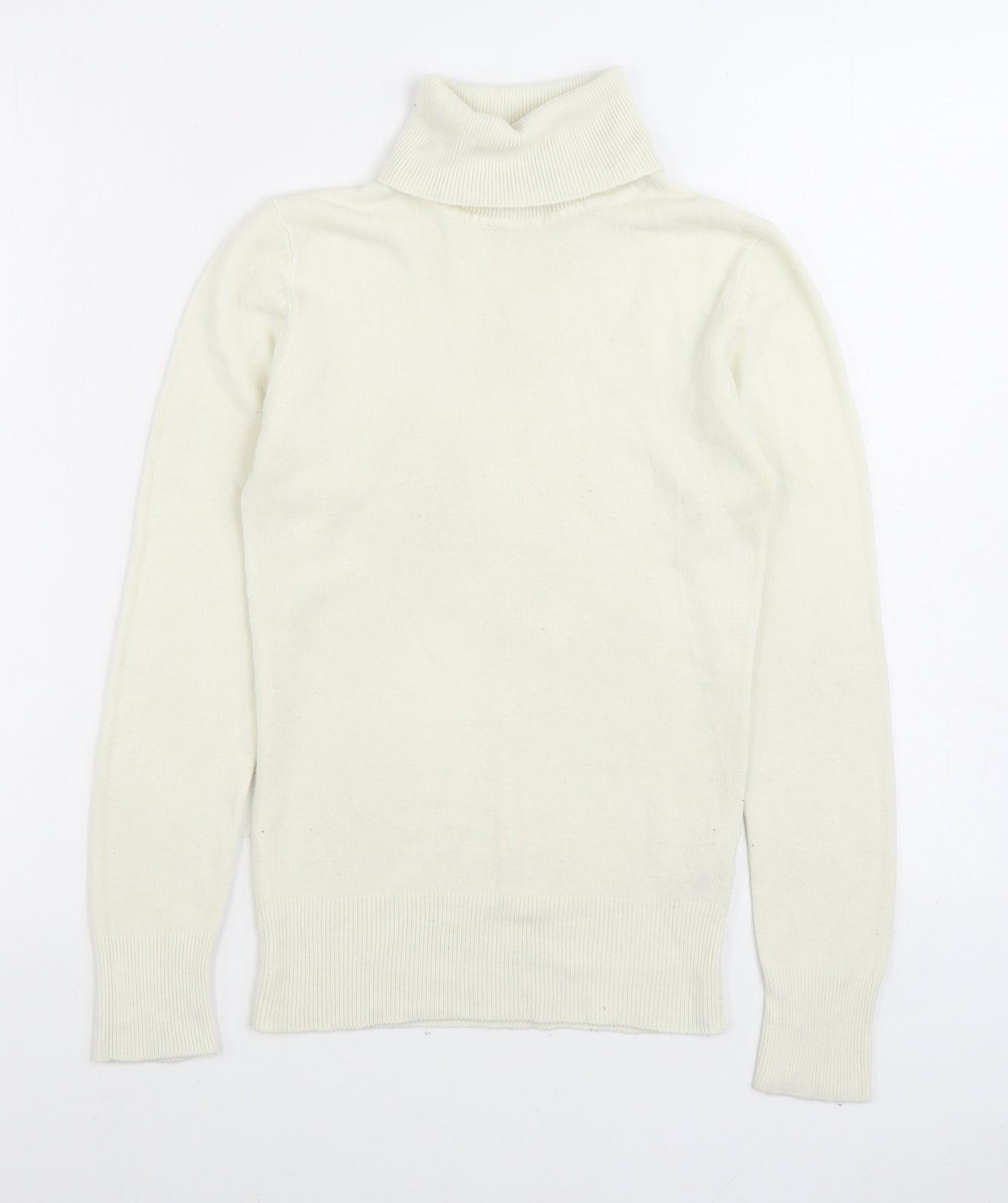 Primark Womens White Roll Neck Acrylic Pullover Jumper Size 10