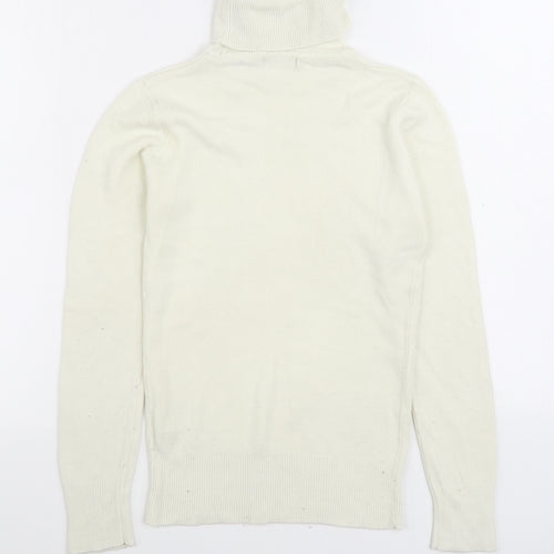 Primark Womens White Roll Neck Acrylic Pullover Jumper Size 10