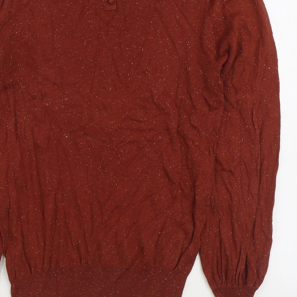 NEXT Womens Orange Round Neck Cotton Pullover Jumper Size 8