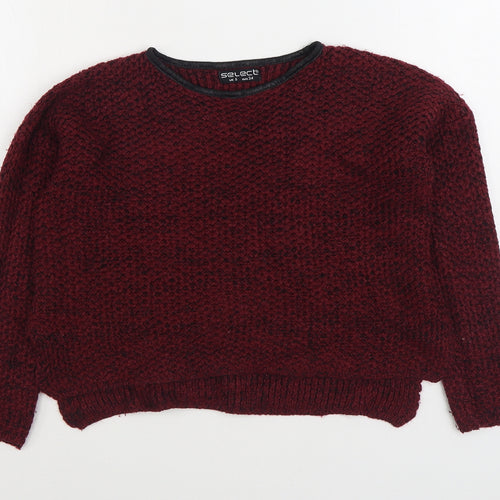 Select Womens Red Boat Neck Acrylic Pullover Jumper Size 6