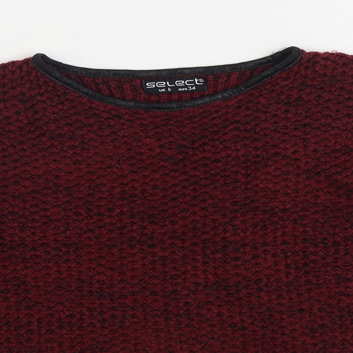 Select Womens Red Boat Neck Acrylic Pullover Jumper Size 6