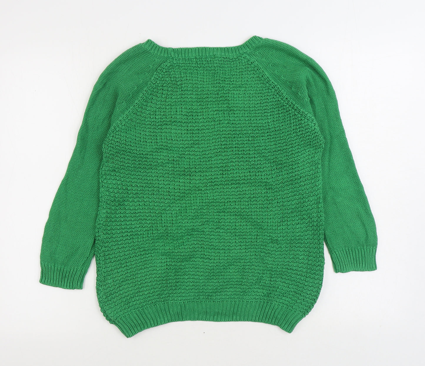 F&F Womens Green Round Neck Acrylic Pullover Jumper Size 10