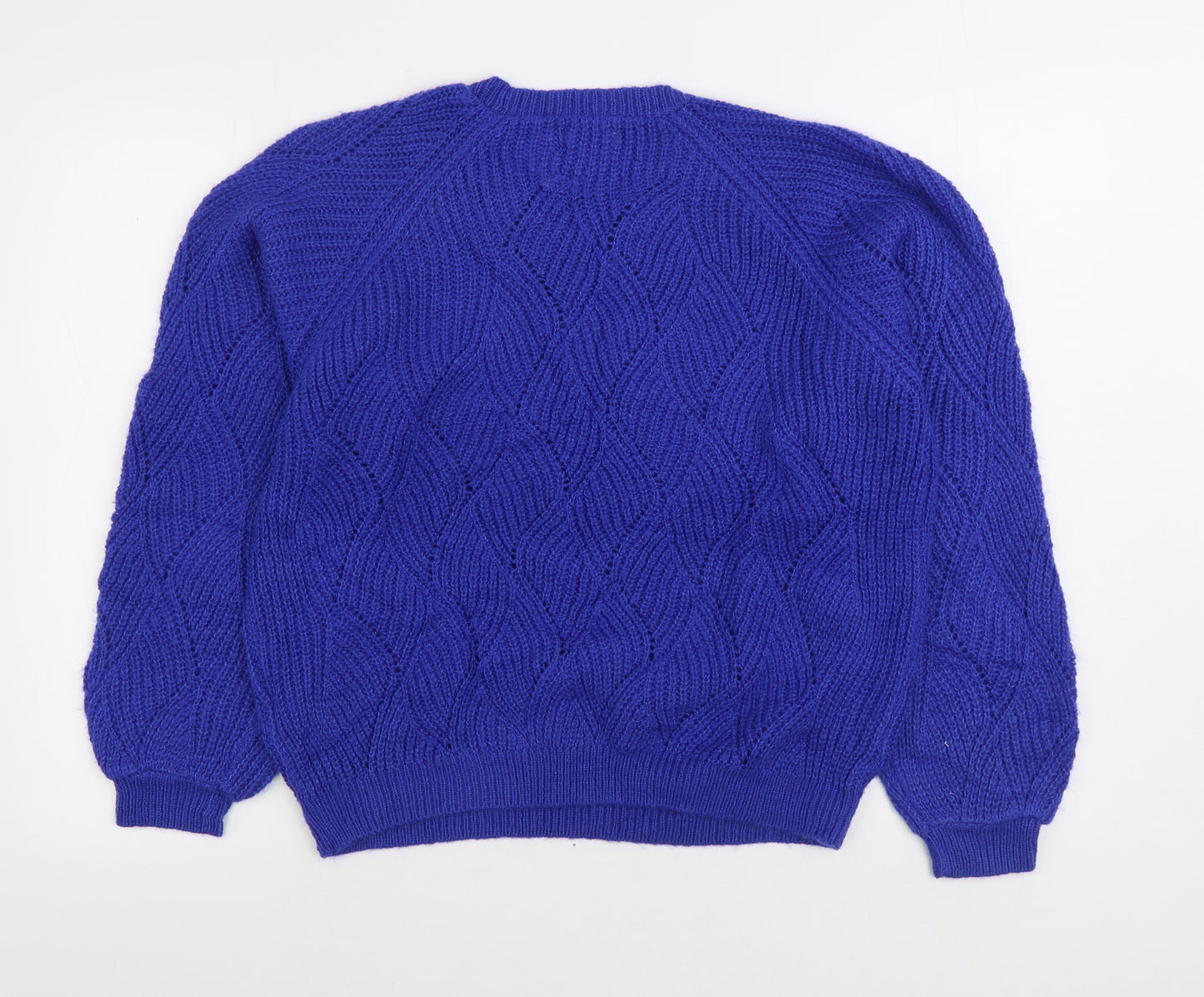 Cotton Traders Womens Blue Round Neck Acrylic Pullover Jumper Size 12